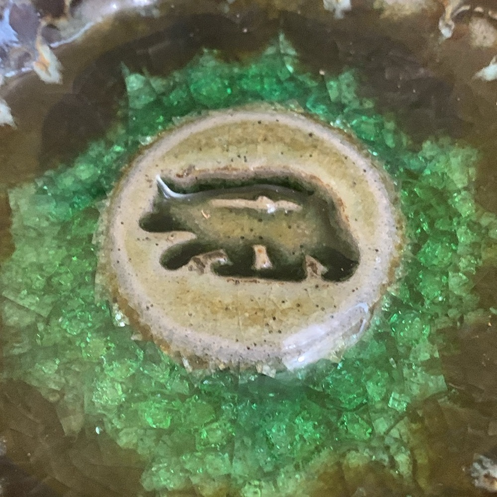 Ceramic Bear Imprint Pottery Crackle Glaze Handmade Dish - Picture 6 of 8